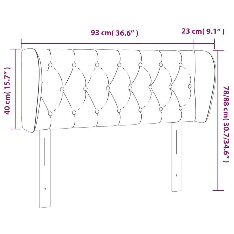 Tête de lit avec oreilles Gris foncé 93x23x78/88 cm Velours - 9