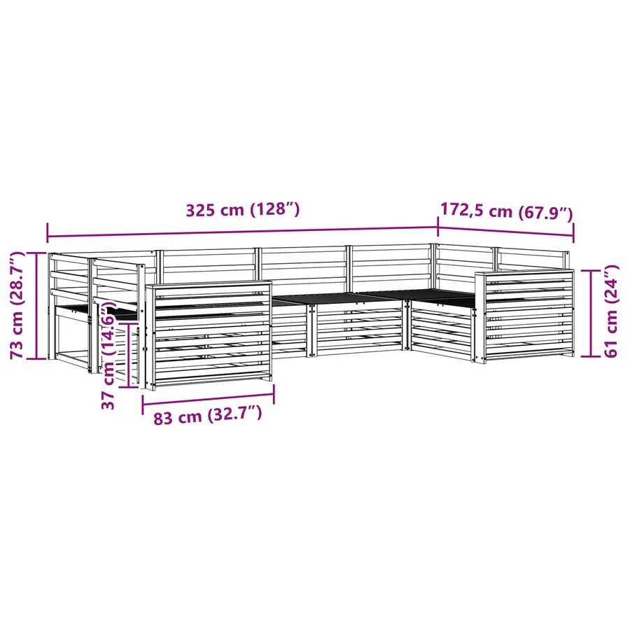 Ensemble de canapés d'extérieur 6 pc Blanc Bois d'Acacia Massif - 6