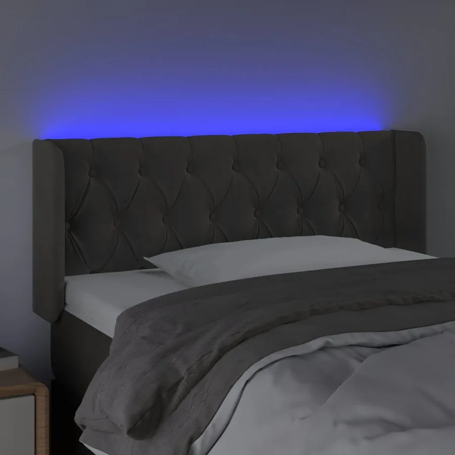 Tête de lit à LED Gris foncé 93x16x78/88 cm Velours - 4