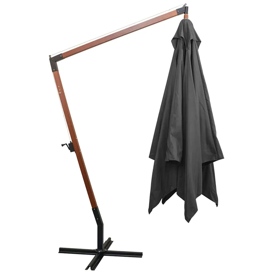 Parasol de jardin suspendu avec mât Anthracite bois de sapin - 3