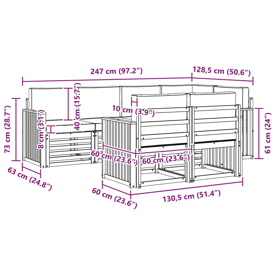 Ensemble de canapés d'extérieur 7 pcs Blanc et Beige - 7