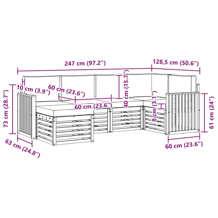 Ensemble de canapés d'extérieur 6 pcs Blanc et anthracite - 7