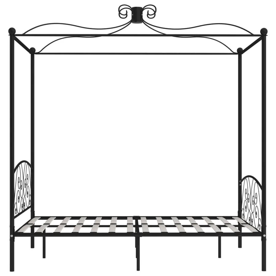 Cadre de lit à baldaquin sans matelas noir métal 120x200 cm - 4