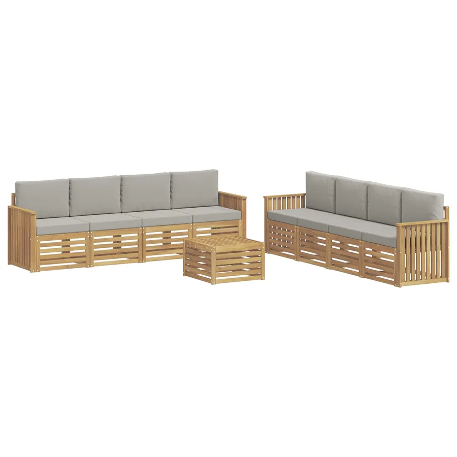 Ensembles de canapés 9 pcs Blanc et gris clair 59 x 59 x 37 cm - 2
