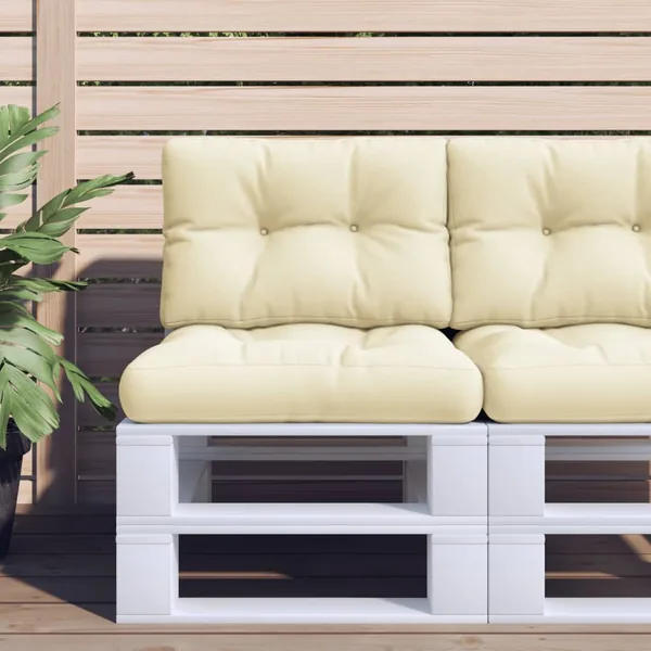 Coussins de palette lot de 2 crème tissu