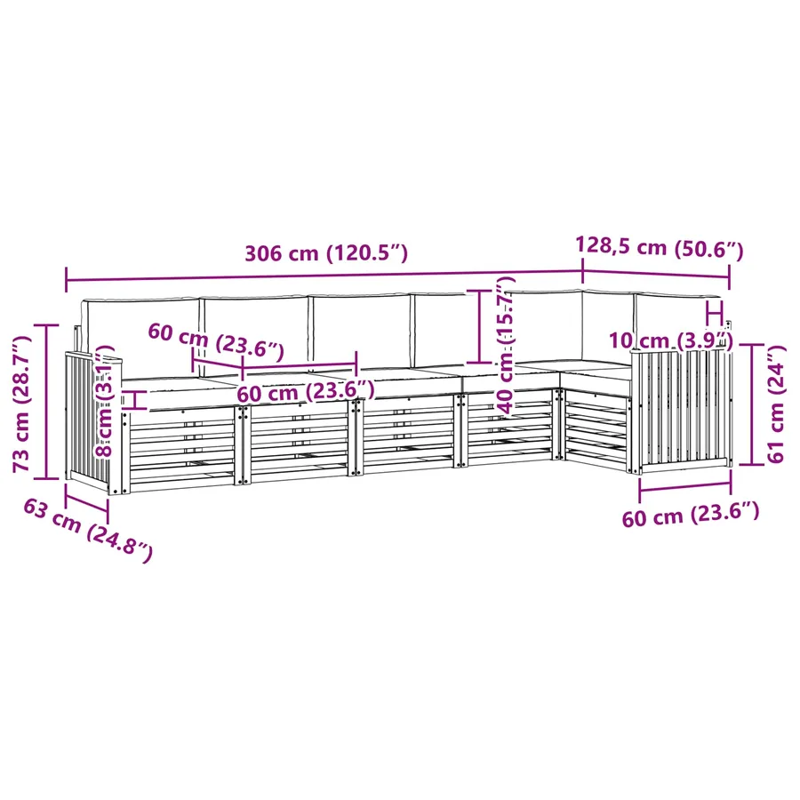 Ensemble de canapés d'extérieur 6 pcs Blanc et Beige - 8