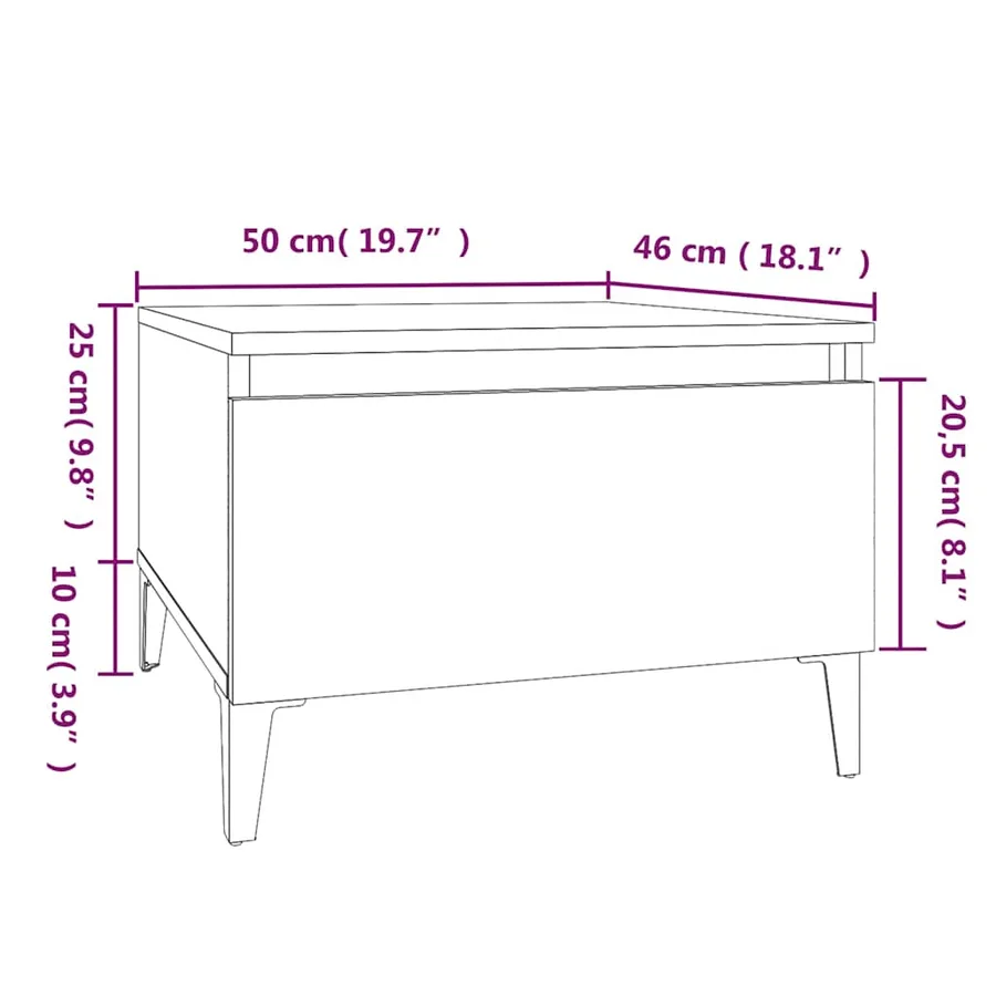 Table d'appoint Noir 50x46x35 cm Bois d'ingénierie - 10