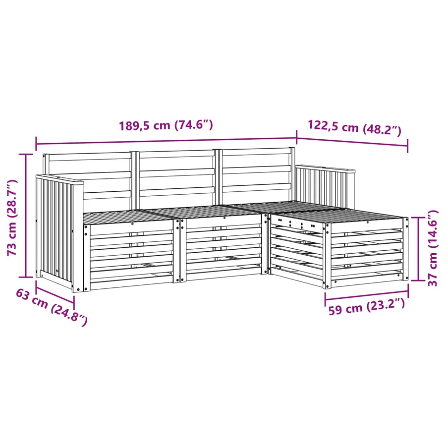 Ensemble de canapés d'extérieur 4 pcs Blanc - 7