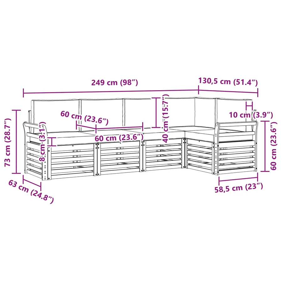 Ensemble de canapés d'extérieur 5 pcs Blanc et crème - 8