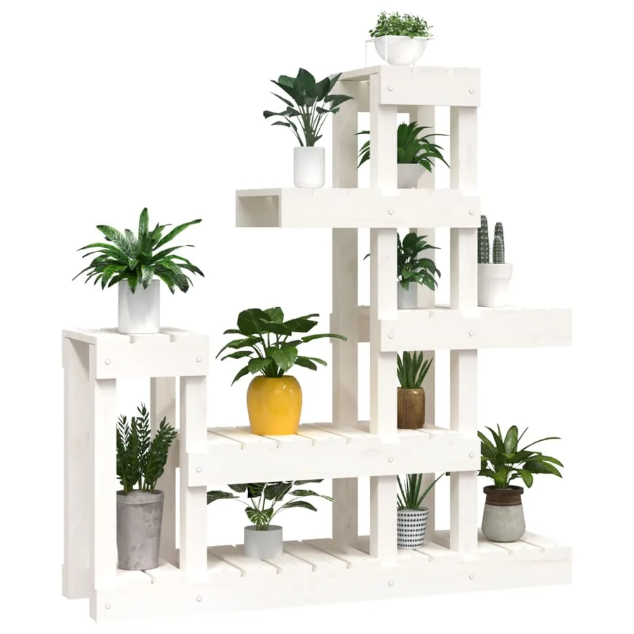 Support à plantes Blanc 92x25x97 cm Bois massif de pin - 4