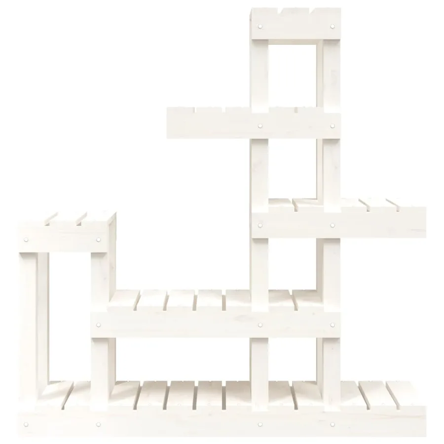 Support à plantes Blanc 92x25x97 cm Bois massif de pin - 5