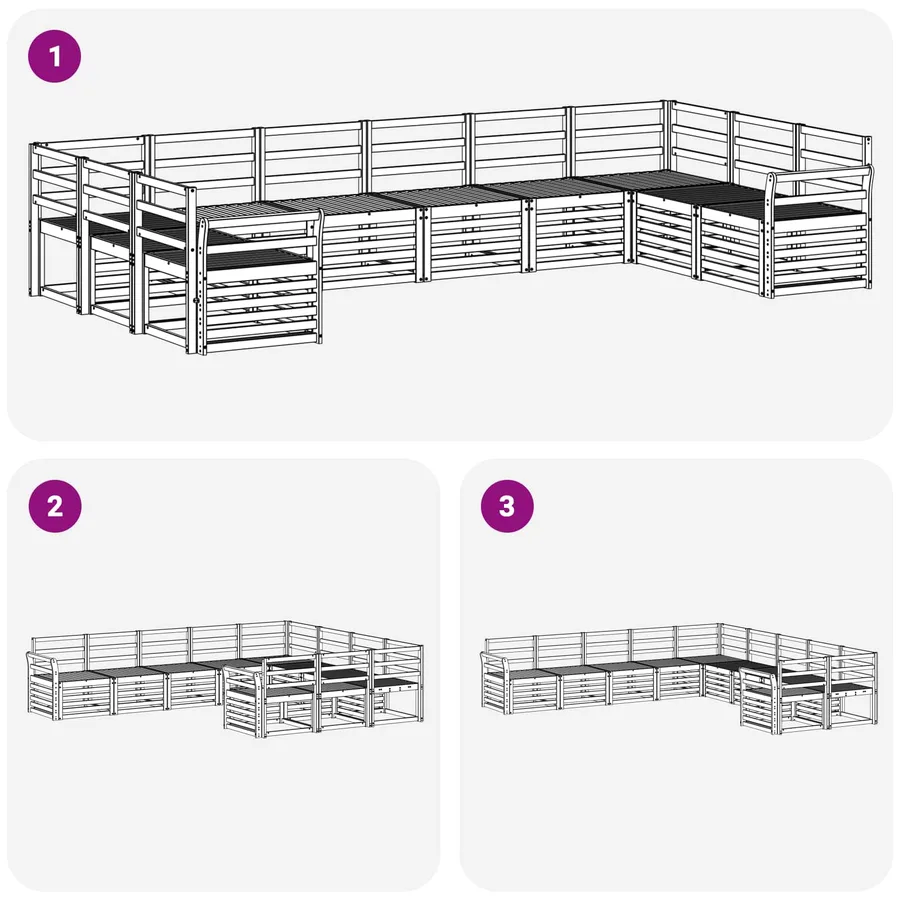 Ensemble de canapés d'extérieur 10 pcs Blanc 363 x 190 x 73 cm - 7