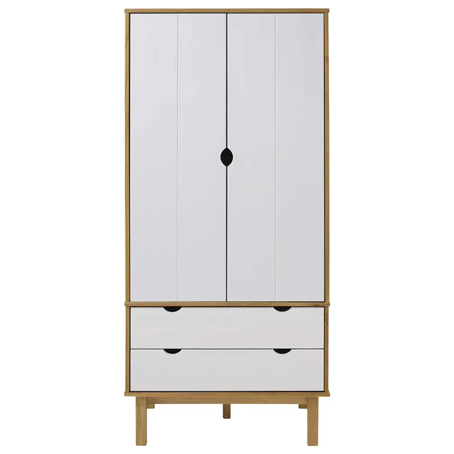 Garde-robe OTTA Marron et blanc 76,5x53x172 cm Bois massif pin - 3