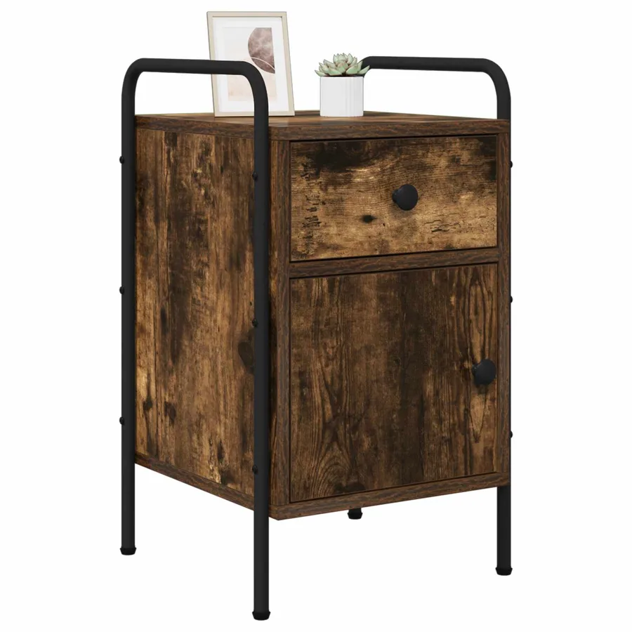 Table de chevet Chêne fumé 35 x 36,5 x 61 cm Bois d'ingénierie - 2