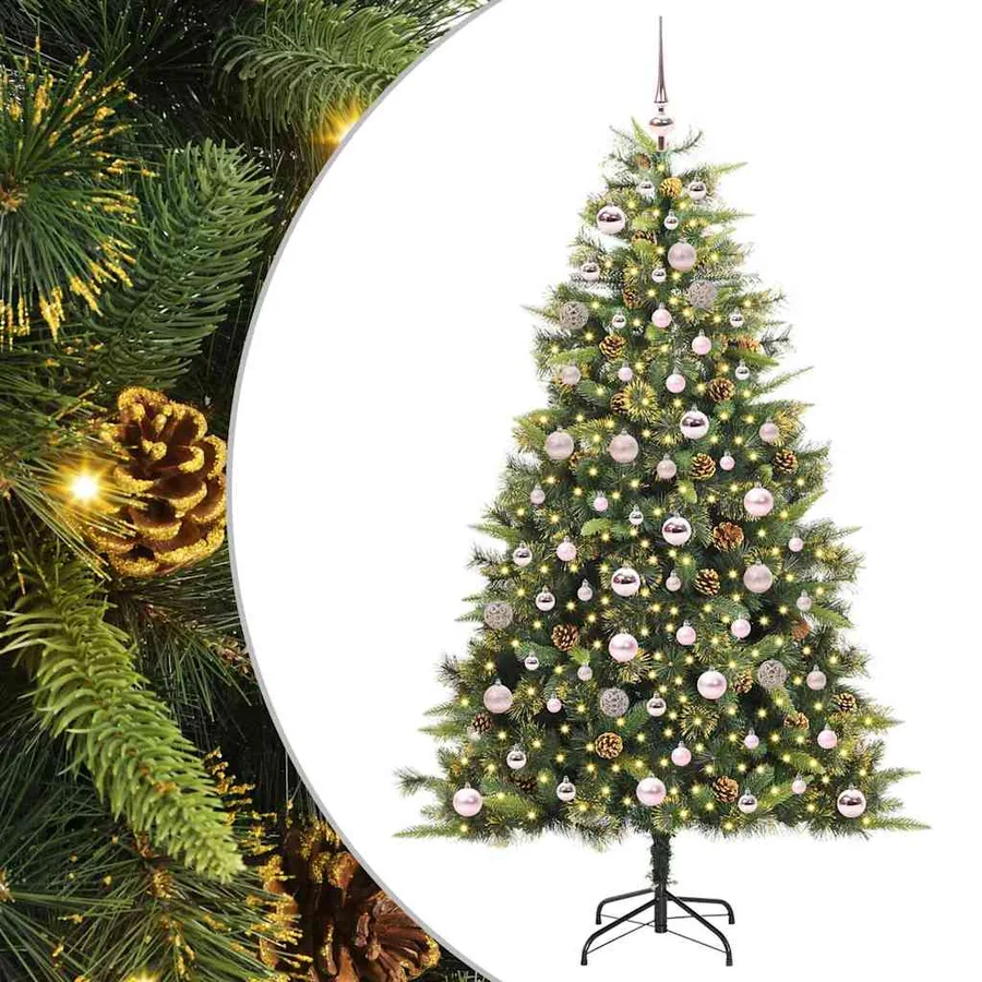 Sapin de Noël artificiel avec branches pliables et cônes 180 cm - 2