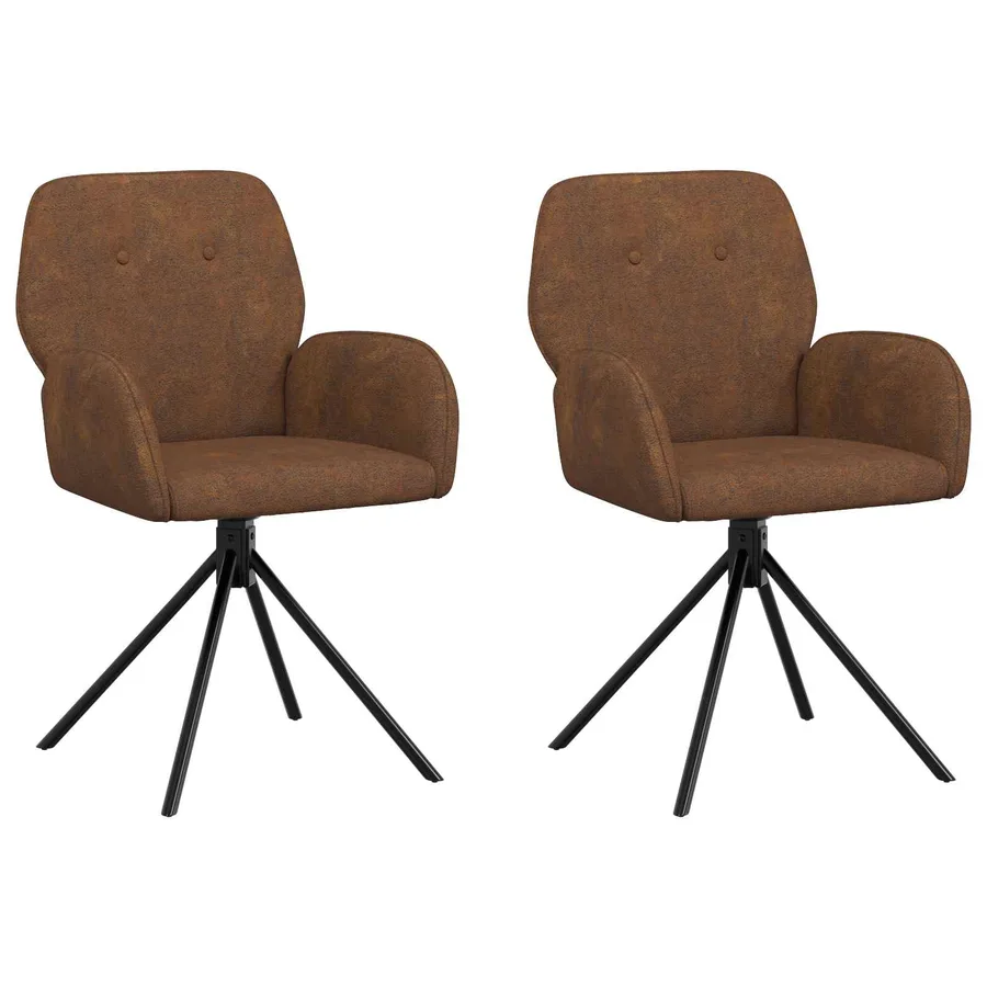 Chaises de salle à manger pivotantes 2 pcs Simili daim Marron - 2