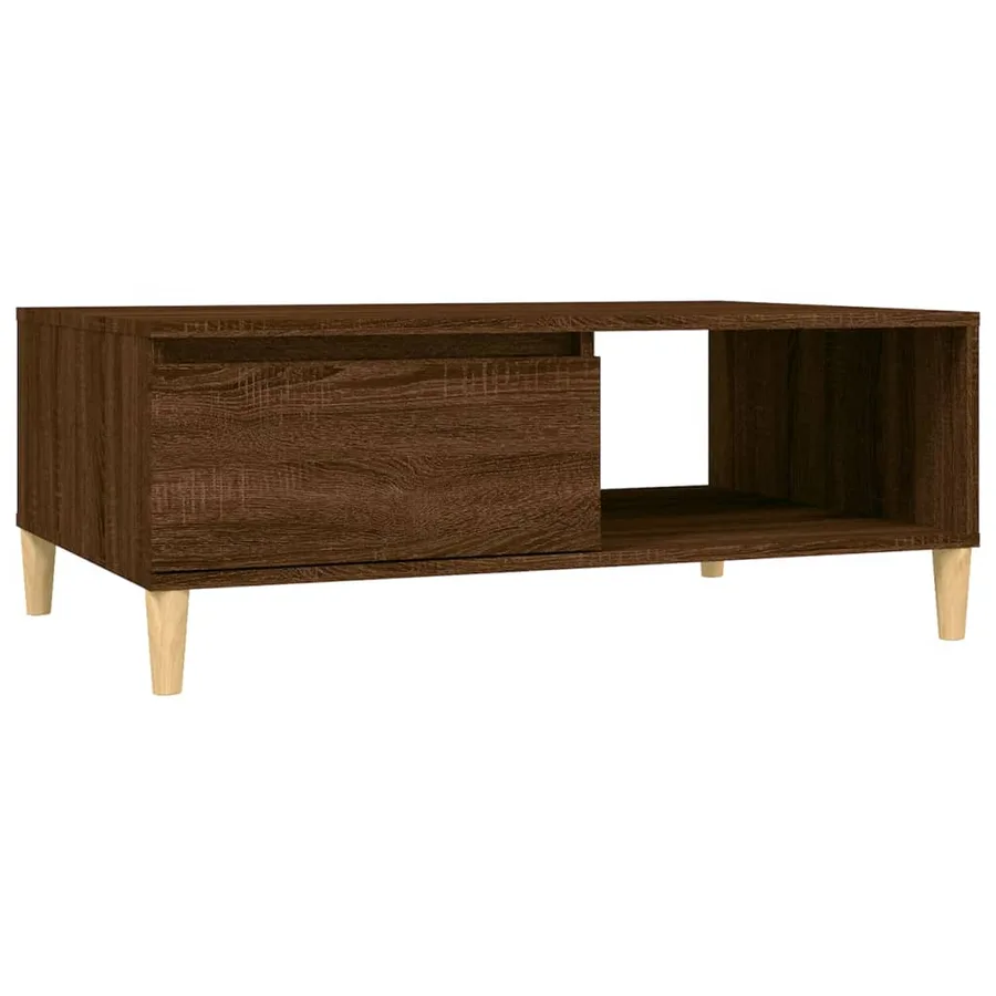 Table basse chêne marron 90x60x35 cm bois d'ingénierie - 2