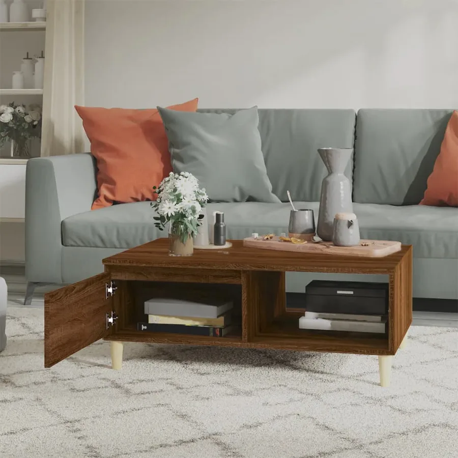 Table basse chêne marron 90x60x35 cm bois d'ingénierie - 3