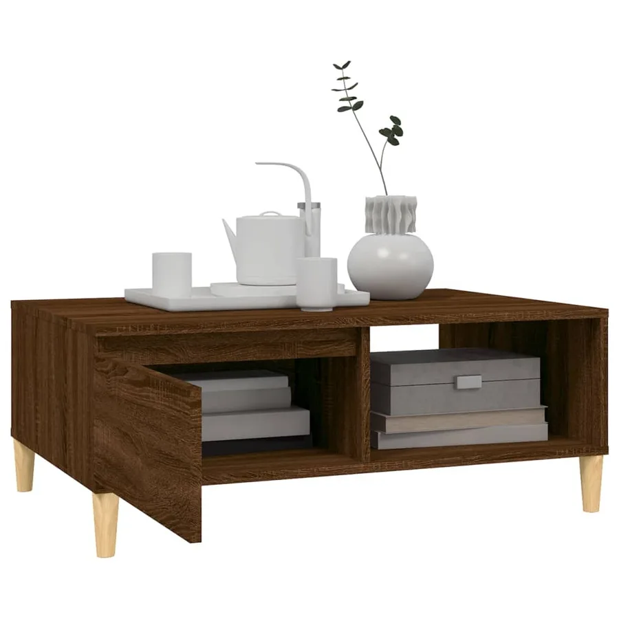 Table basse chêne marron 90x60x35 cm bois d'ingénierie - 4