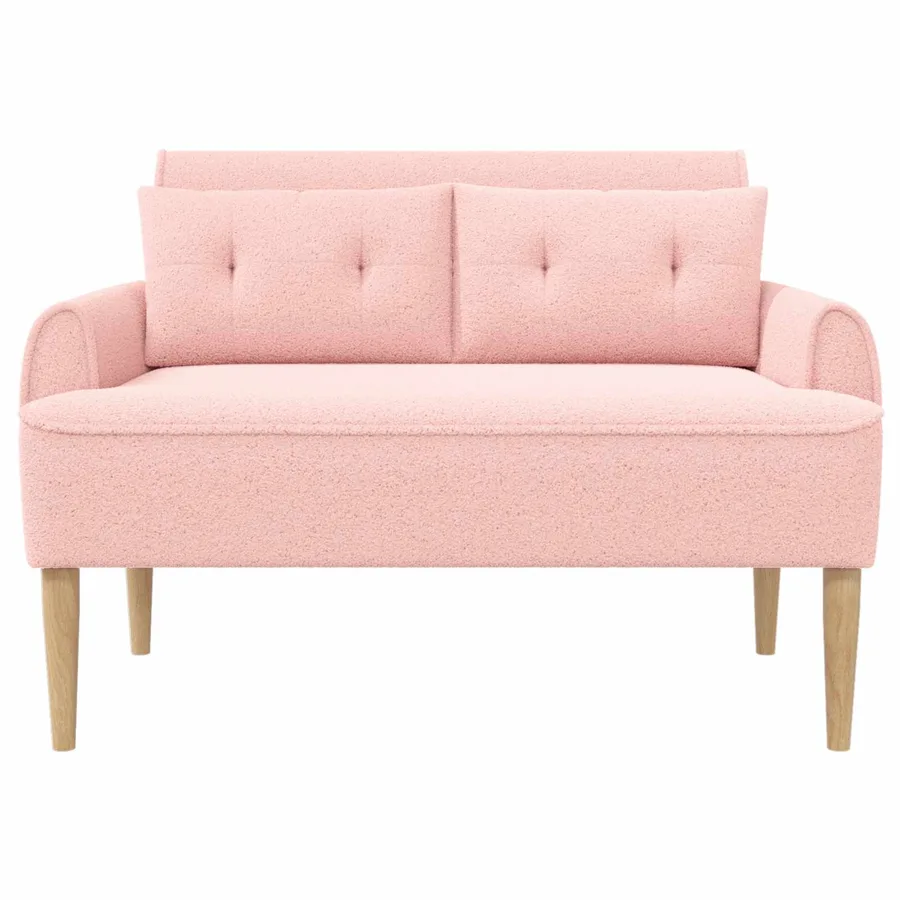 Canapé love seat avec capitonnage en boutons Rose Bouclé - 3