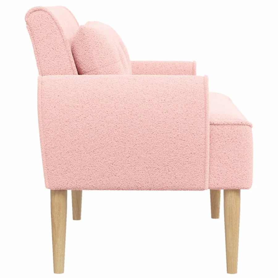 Canapé love seat avec capitonnage en boutons Rose Bouclé - 4