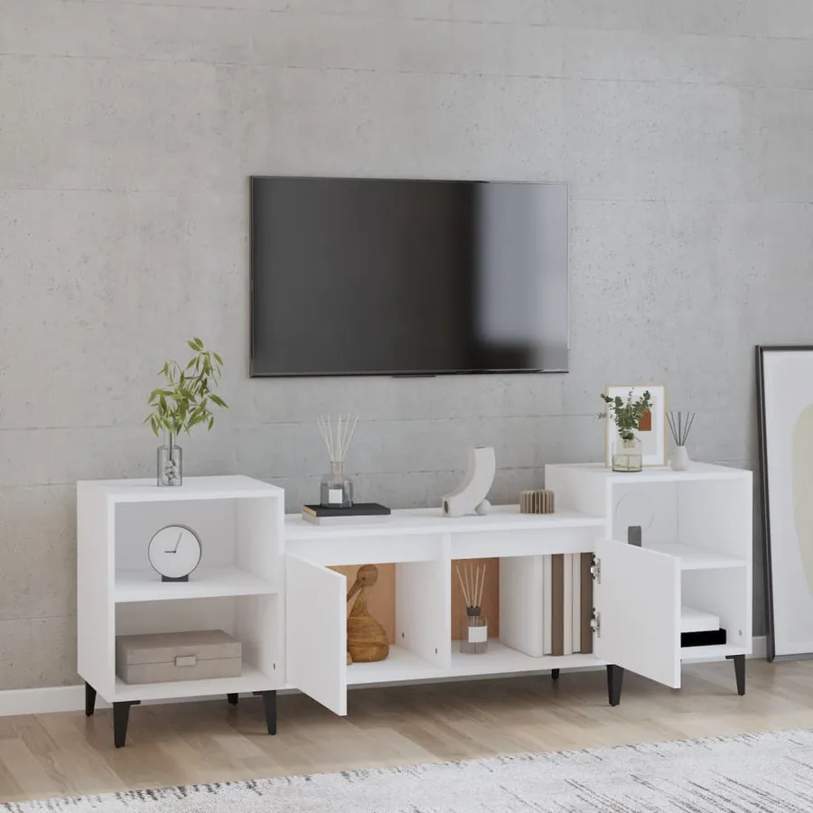 Meuble TV Blanc 160x35x55 cm Bois d'ingénierie - 3