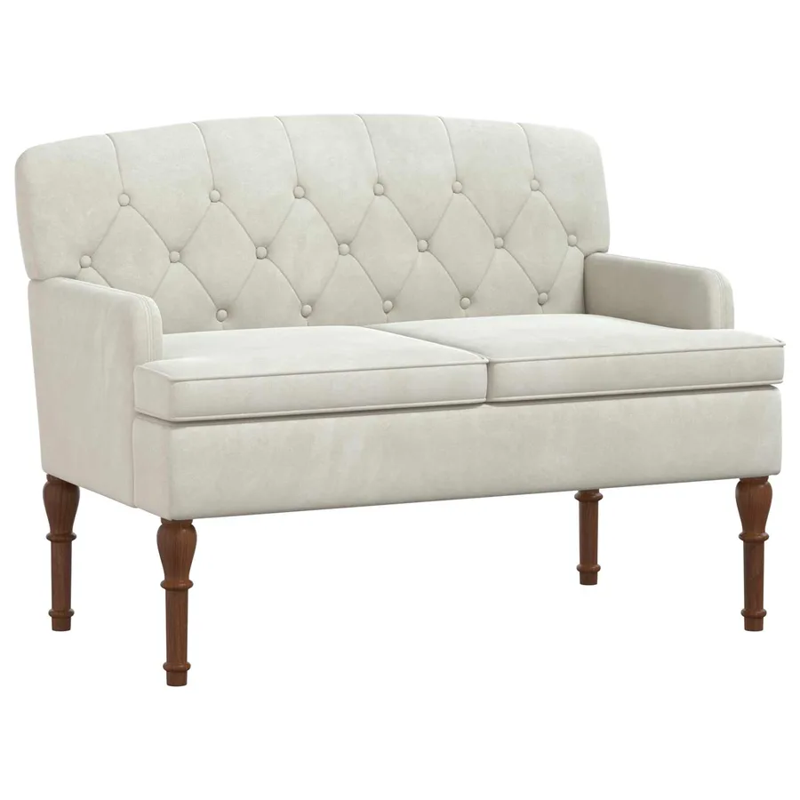 Canapé love seat avec capitonnage en boutons Crème Velours - 2
