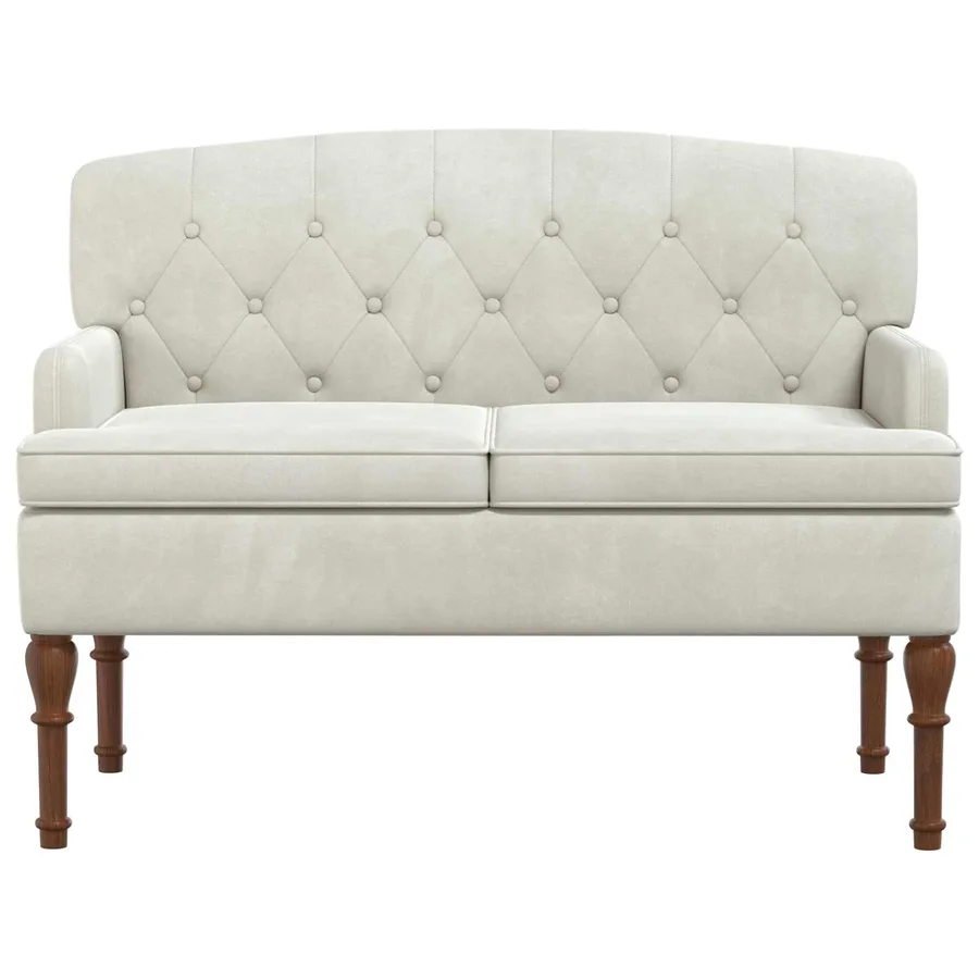 Canapé love seat avec capitonnage en boutons Crème Velours - 3