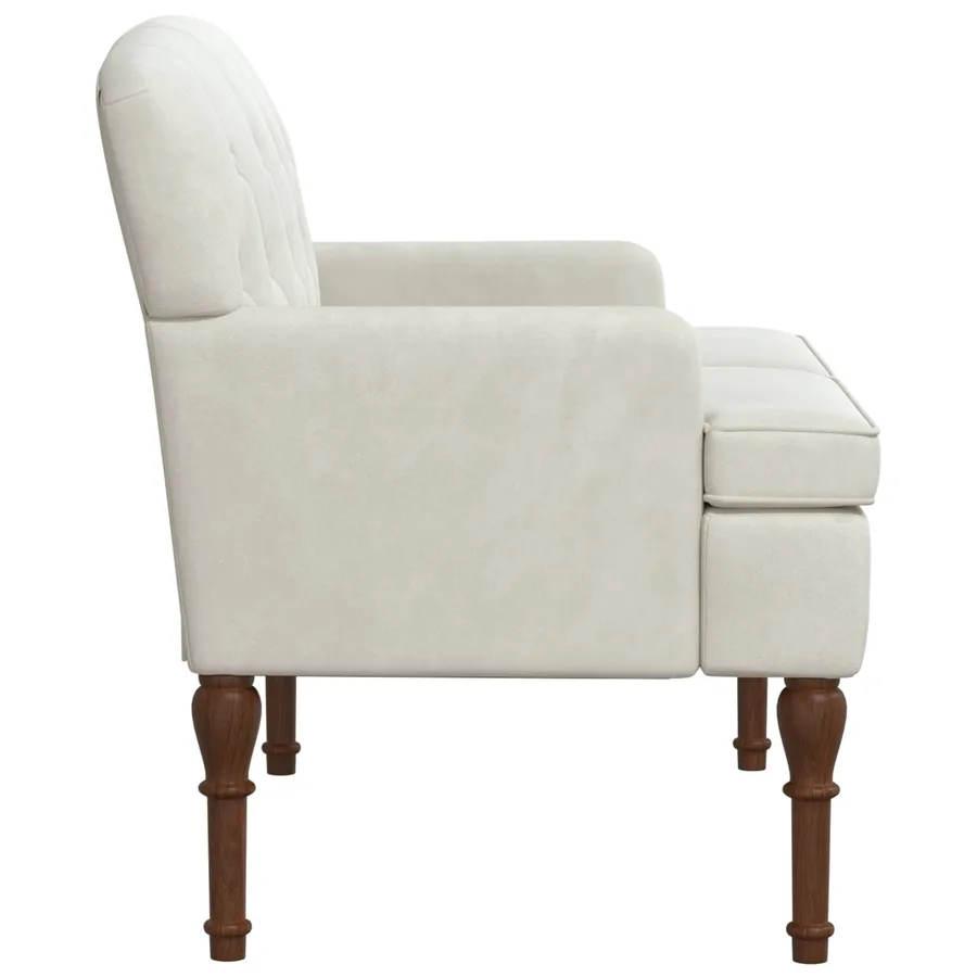 Canapé love seat avec capitonnage en boutons Crème Velours - 4