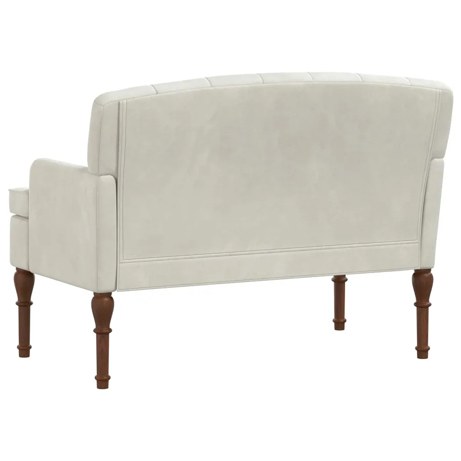Canapé love seat avec capitonnage en boutons Crème Velours - 5
