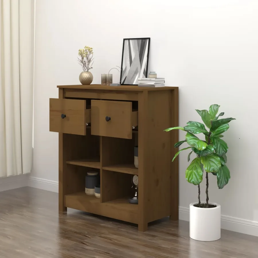 Buffet Marron miel 70x35x80 cm Bois massif de pin - 6