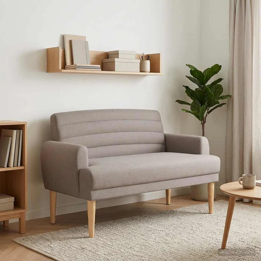 Canapé love seat avec capitonnage en boutons Taupe Tissu
