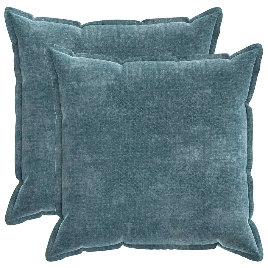 Housse de coussin 2 pcs HOUTEN Bleu 60 x 60 cm Tissu Chenille