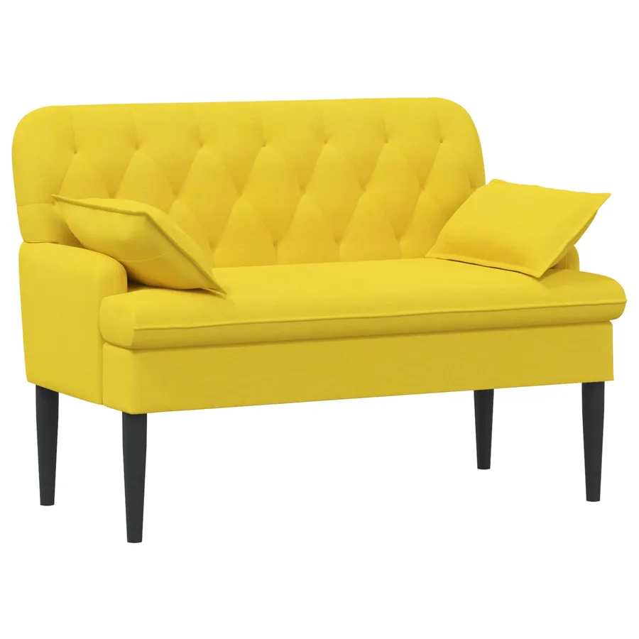 Canapé love seat avec capitonnage en boutons Jaune clair Tissu - 2