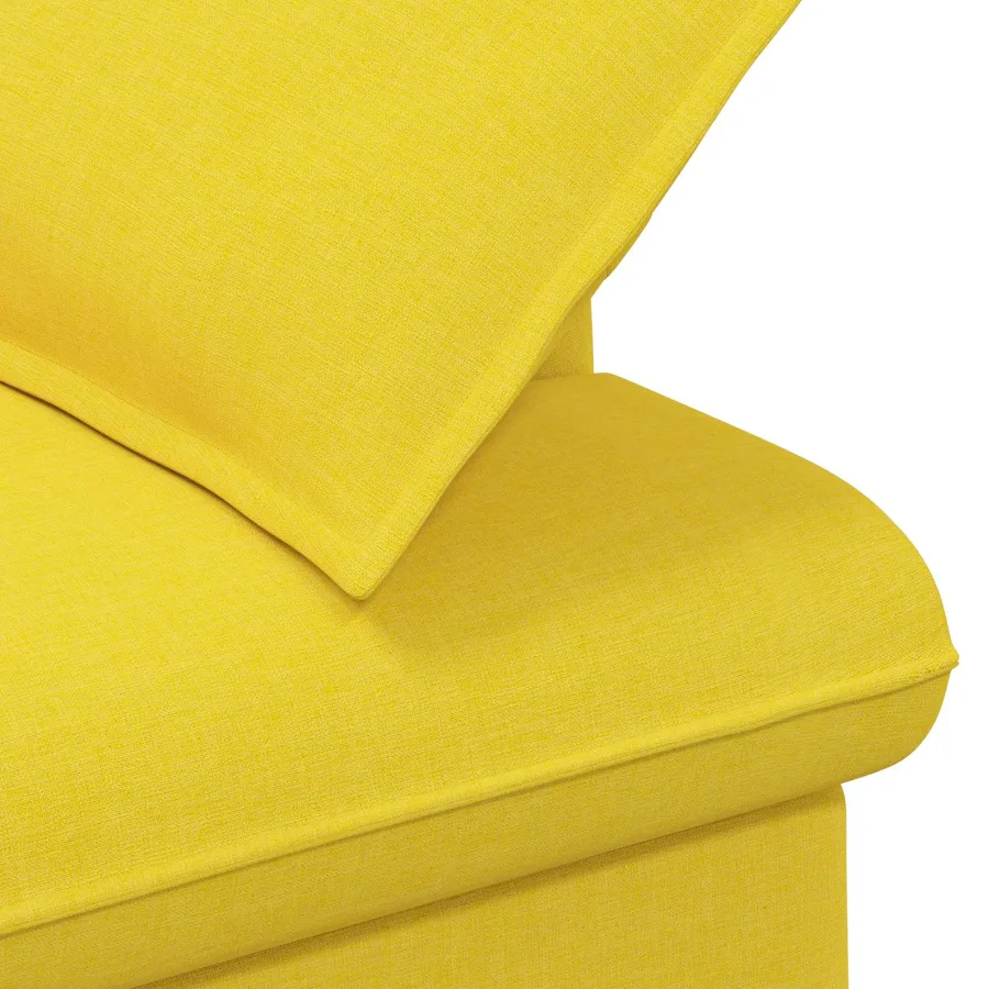 Canapé love seat avec capitonnage en boutons Jaune clair Tissu - 6