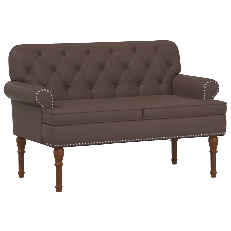 Canapé love seat avec capitonnage en boutons Marron Simili cuir - 2