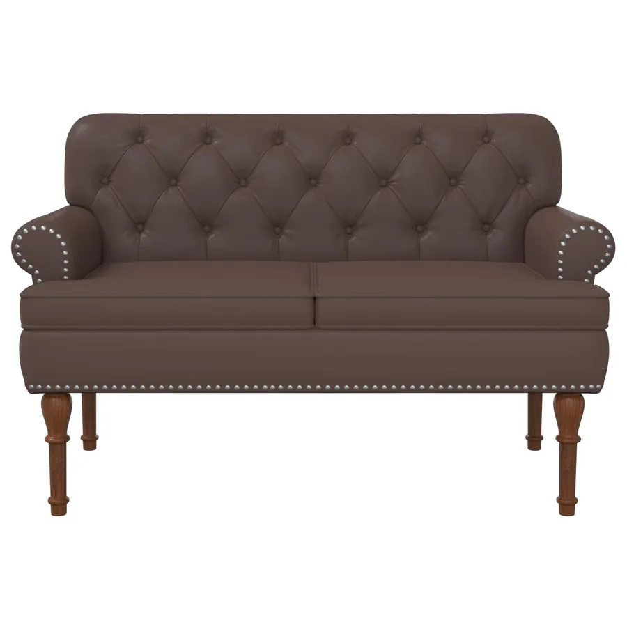 Canapé love seat avec capitonnage en boutons Marron Simili cuir - 3