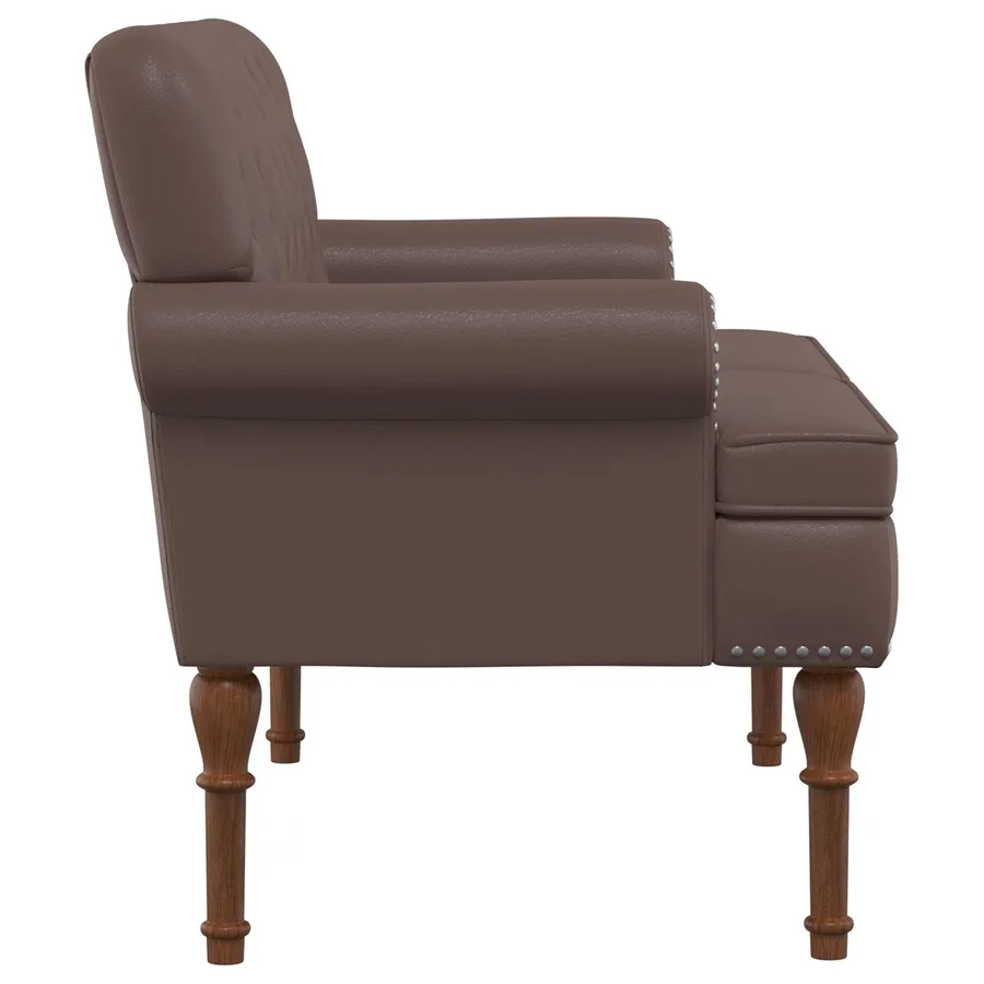 Canapé love seat avec capitonnage en boutons Marron Simili cuir - 4