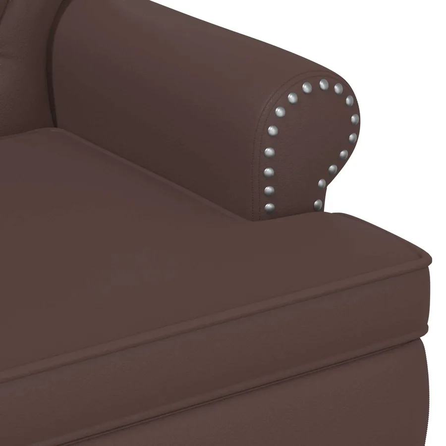 Canapé love seat avec capitonnage en boutons Marron Simili cuir - 6