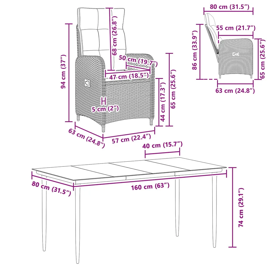 Ensemble de Tables Basses avec coussin avec oreiller 5 pcs - 11