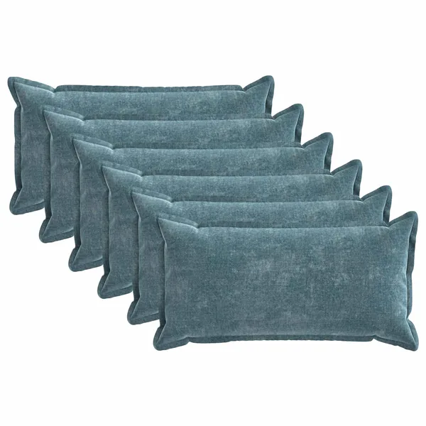 Housse de coussin 6 pcs HOUTEN Bleu 40 x 70 cm Tissu Chenille