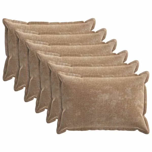 Housse de coussin 6 pcs HOUTEN Marron 40 x 60 cm Tissu Chenille