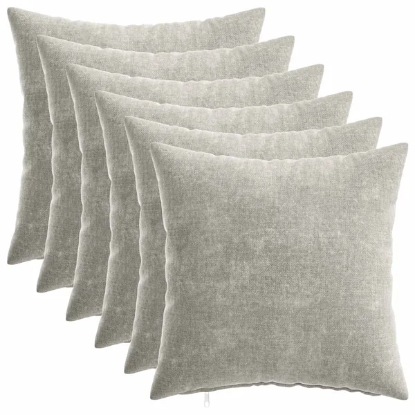 Housse de coussin 6 pcs HEERLEN Gris clair 35 x 35 cm