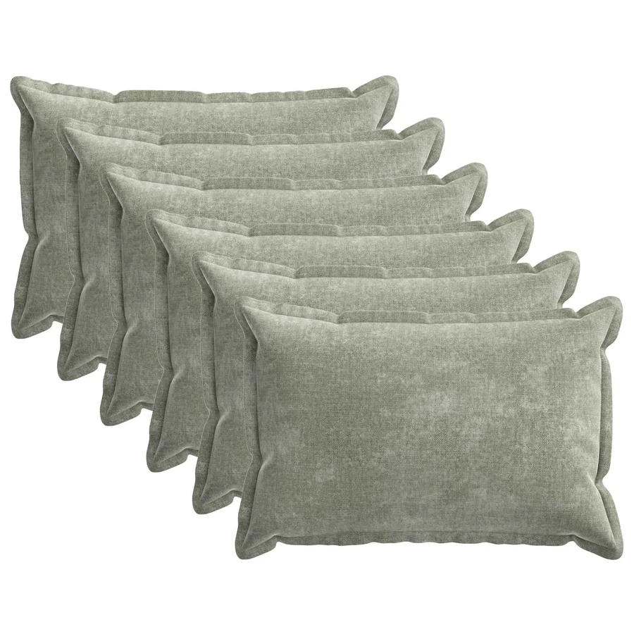 Housse de coussin 6 pcs HOUTEN Vert 40 x 60 cm Tissu Chenille