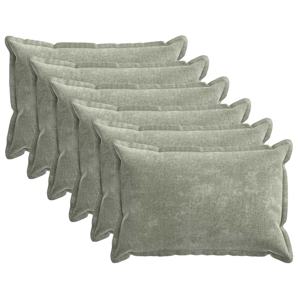 Housse de coussin 6 pcs HOUTEN Vert 40 x 60 cm Tissu Chenille