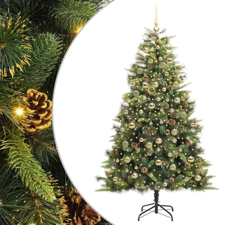 Sapin de Noël artificiel avec branches pliables et cônes 180 cm - 2