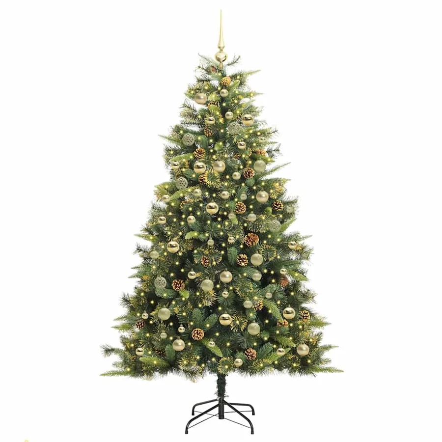 Sapin de Noël artificiel avec branches pliables et cônes 180 cm - 3
