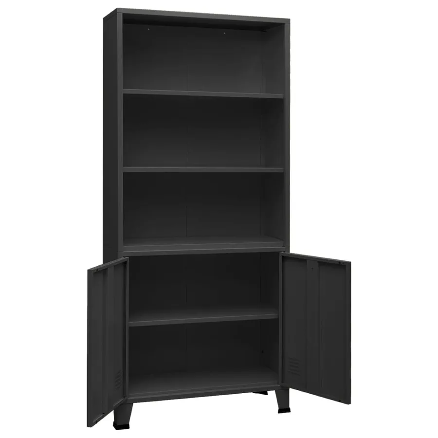Bibliothèque industrielle Anthracite 80x32x180 cm Acier - 5