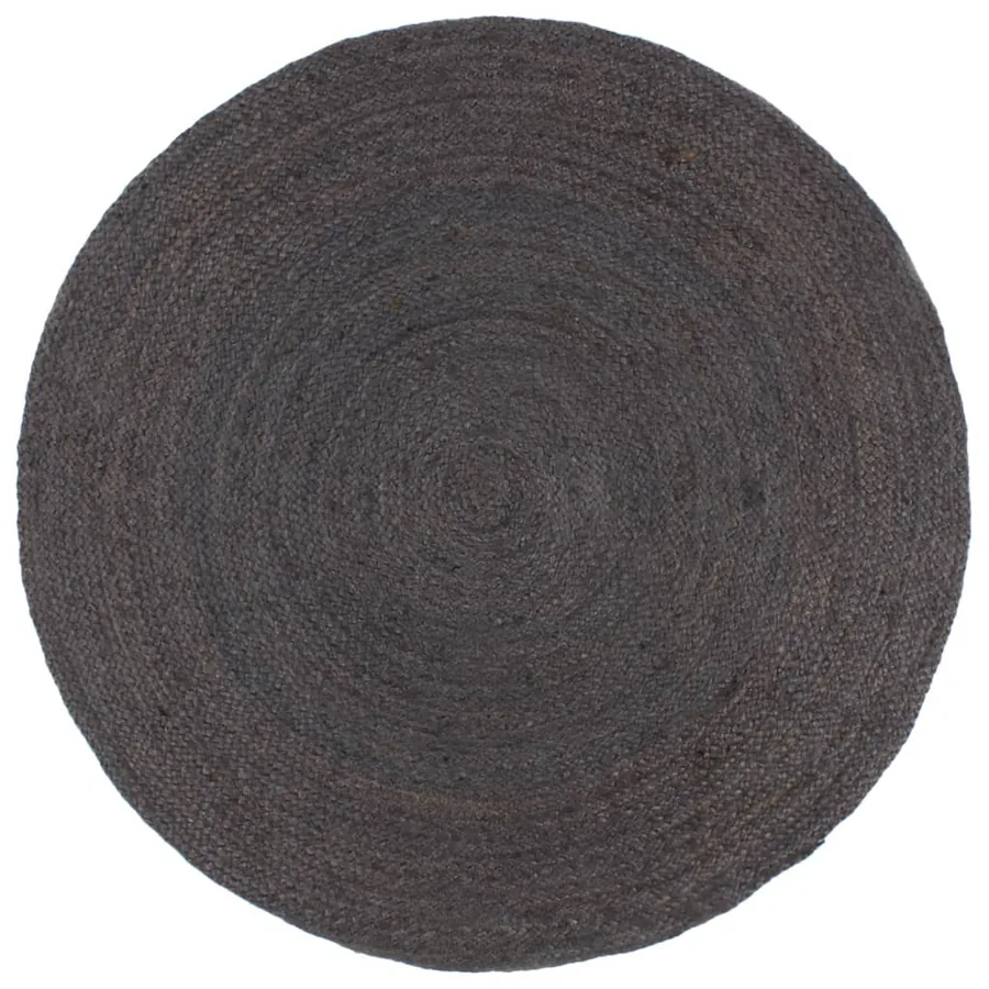 Tapis fait à la main Jute Rond 180 cm Gris foncé