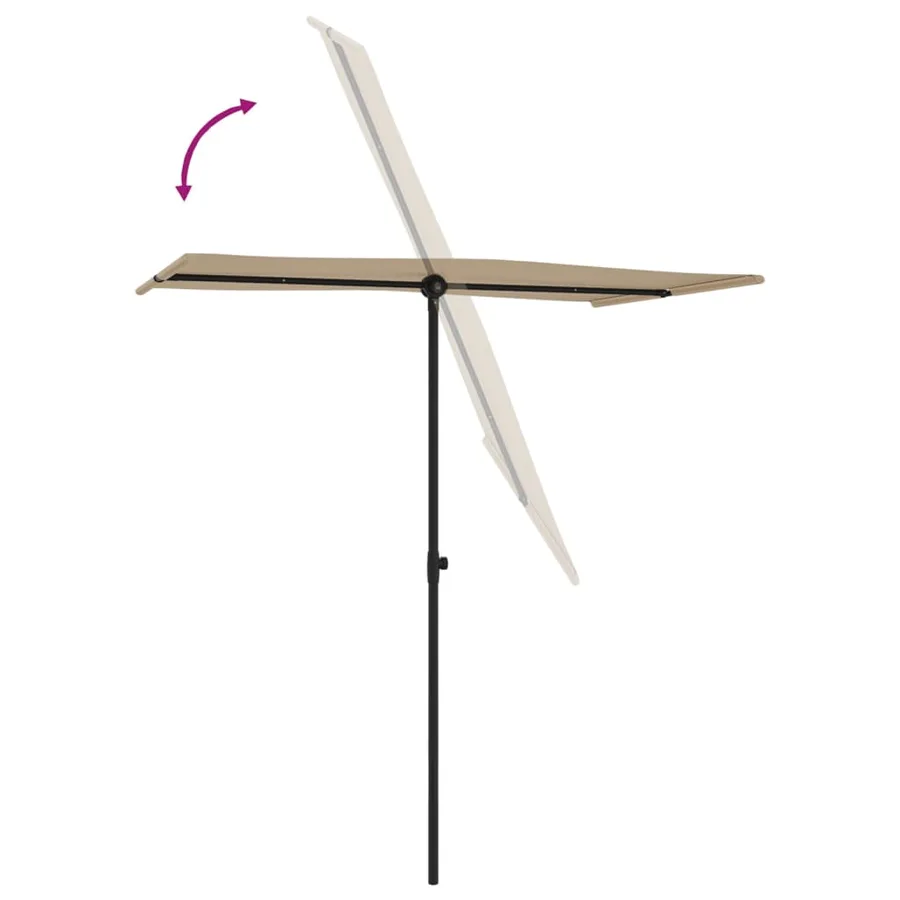 Parasol de jardin avec mât en aluminium 180x110 cm taupe - 6